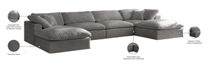 Cozy Velvet / Fiber / Engineered Wood Contemporary Grey Velvet Cloud-Like Comfort Modular Sectional - 158" W x 80" D x 32" H
