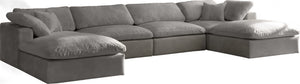 Cozy Velvet / Fiber / Engineered Wood Contemporary Grey Velvet Cloud-Like Comfort Modular Sectional - 158" W x 80" D x 32" H