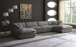 Cozy Velvet / Fiber / Engineered Wood Contemporary Grey Velvet Cloud-Like Comfort Modular Sectional - 158" W x 80" D x 32" H