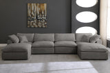 Cozy Velvet / Fiber / Engineered Wood Contemporary Grey Velvet Cloud-Like Comfort Modular Sectional - 158" W x 80" D x 32" H