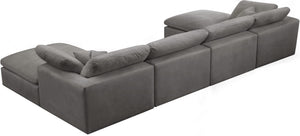 Cozy Velvet / Fiber / Engineered Wood Contemporary Grey Velvet Cloud-Like Comfort Modular Sectional - 158" W x 80" D x 32" H