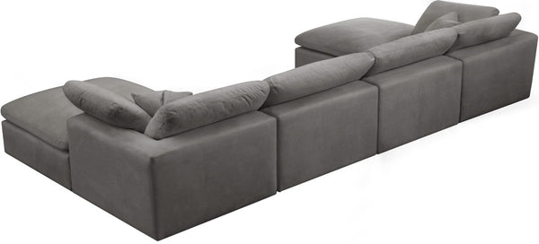 Cozy Velvet / Fiber / Engineered Wood Contemporary Grey Velvet Cloud-Like Comfort Modular Sectional - 158" W x 80" D x 32" H