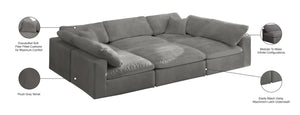 Cozy Velvet / Fiber / Engineered Wood Contemporary Grey Velvet Cloud-Like Comfort Modular Sectional - 119" W x 80" D x 32" H