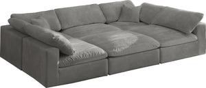 Cozy Velvet / Fiber / Engineered Wood Contemporary Grey Velvet Cloud-Like Comfort Modular Sectional - 119" W x 80" D x 32" H