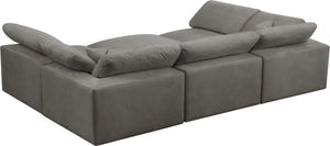 Cozy Velvet / Fiber / Engineered Wood Contemporary Grey Velvet Cloud-Like Comfort Modular Sectional - 119" W x 80" D x 32" H