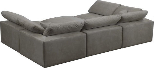 Cozy Velvet / Fiber / Engineered Wood Contemporary Grey Velvet Cloud-Like Comfort Modular Sectional - 119" W x 80" D x 32" H