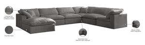 Cozy Velvet / Fiber / Engineered Wood Contemporary Grey Velvet Cloud-Like Comfort Modular Sectional - 158" W x 120" D x 32" H