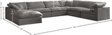 Cozy Velvet / Fiber / Engineered Wood Contemporary Grey Velvet Cloud-Like Comfort Modular Sectional - 158" W x 120" D x 32" H