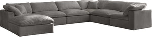 Cozy Velvet / Fiber / Engineered Wood Contemporary Grey Velvet Cloud-Like Comfort Modular Sectional - 158" W x 120" D x 32" H