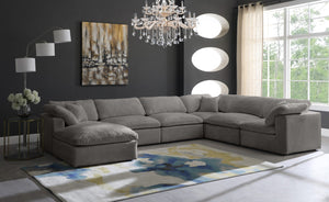 Cozy Velvet / Fiber / Engineered Wood Contemporary Grey Velvet Cloud-Like Comfort Modular Sectional - 158" W x 120" D x 32" H
