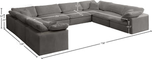 Cozy Velvet / Fiber / Engineered Wood Contemporary Grey Velvet Cloud-Like Comfort Modular Sectional - 158" W x 120" D x 32" H