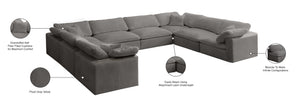 Cozy Velvet / Fiber / Engineered Wood Contemporary Grey Velvet Cloud-Like Comfort Modular Sectional - 158" W x 120" D x 32" H