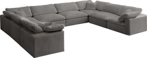 Cozy Velvet / Fiber / Engineered Wood Contemporary Grey Velvet Cloud-Like Comfort Modular Sectional - 158" W x 120" D x 32" H