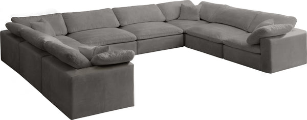 Cozy Velvet / Fiber / Engineered Wood Contemporary Grey Velvet Cloud-Like Comfort Modular Sectional - 158" W x 120" D x 32" H