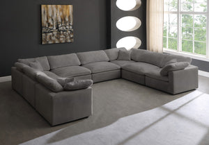 Cozy Velvet / Fiber / Engineered Wood Contemporary Grey Velvet Cloud-Like Comfort Modular Sectional - 158" W x 120" D x 32" H