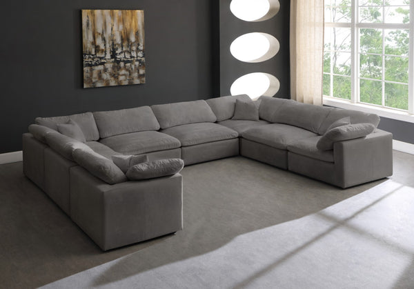 Cozy Velvet / Fiber / Engineered Wood Contemporary Grey Velvet Cloud-Like Comfort Modular Sectional - 158" W x 120" D x 32" H
