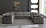 Cozy Velvet / Fiber / Engineered Wood Contemporary Grey Velvet Cloud-Like Comfort Modular Sectional - 158" W x 120" D x 32" H