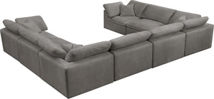 Cozy Velvet / Fiber / Engineered Wood Contemporary Grey Velvet Cloud-Like Comfort Modular Sectional - 158" W x 120" D x 32" H