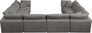 Cozy Velvet / Fiber / Engineered Wood Contemporary Grey Velvet Cloud-Like Comfort Modular Sectional - 158" W x 120" D x 32" H