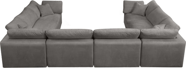 Cozy Velvet / Fiber / Engineered Wood Contemporary Grey Velvet Cloud-Like Comfort Modular Sectional - 158" W x 120" D x 32" H