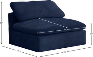 Cozy Velvet / Fiber / Engineered Wood Contemporary Navy Velvet Chair - 39" W x 40" D x 32" H