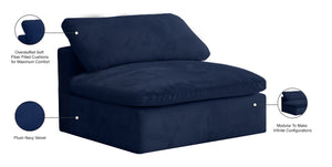 Cozy Velvet / Fiber / Engineered Wood Contemporary Navy Velvet Chair - 39" W x 40" D x 32" H
