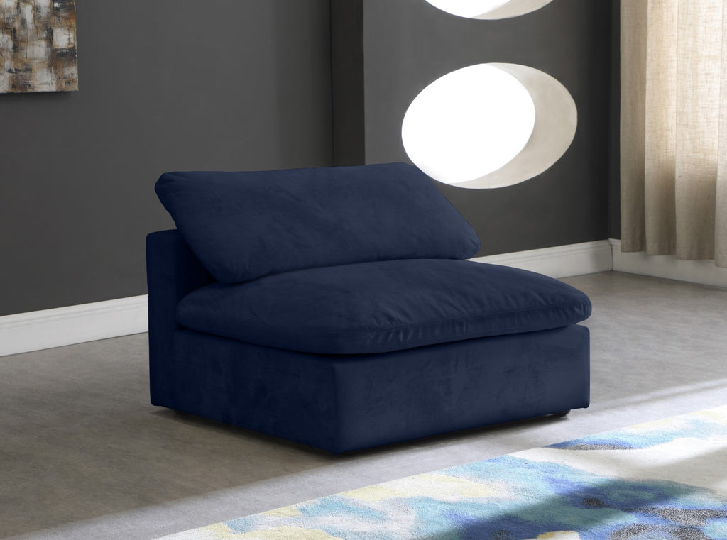 Cozy Velvet / Fiber / Engineered Wood Contemporary Navy Velvet Chair - 39" W x 40" D x 32" H