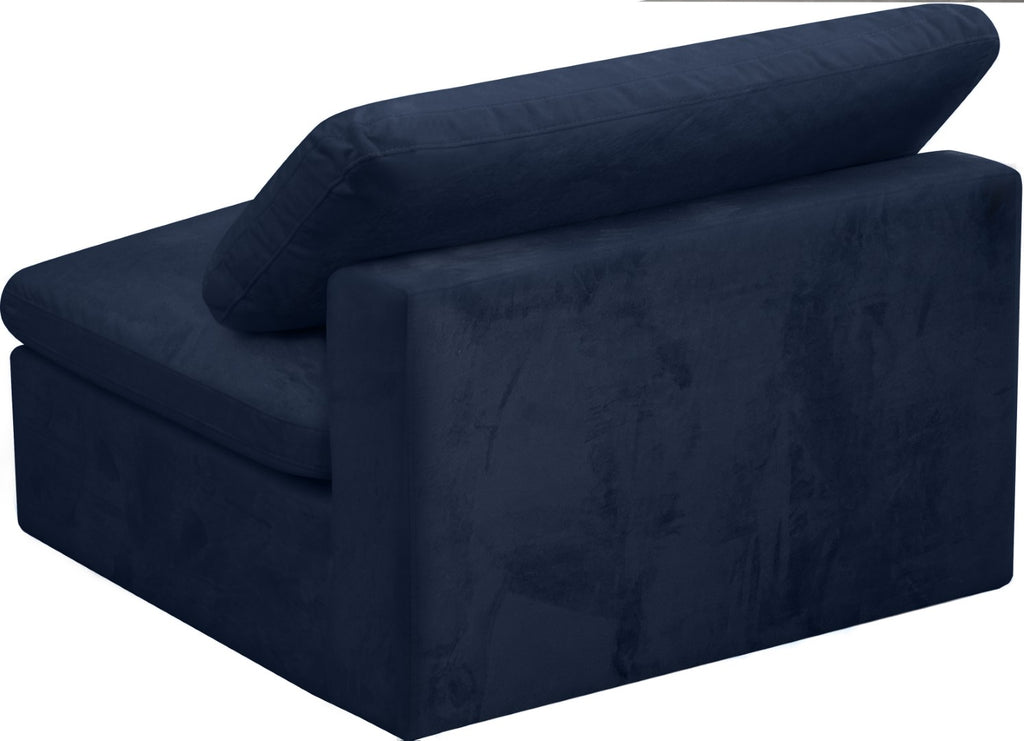 Cozy Velvet / Fiber / Engineered Wood Contemporary Navy Velvet Chair - 39" W x 40" D x 32" H