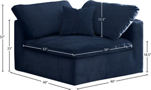 Cozy Velvet / Fiber / Engineered Wood Contemporary Navy Velvet Chair - 40" W x 40" D x 32" H