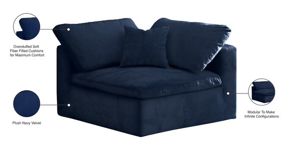 Cozy Velvet / Fiber / Engineered Wood Contemporary Navy Velvet Chair - 40" W x 40" D x 32" H