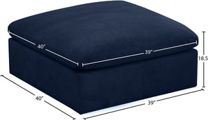 Cozy Velvet / Fiber / Engineered Wood Contemporary Navy Velvet Ottoman - 39" W x 40" D x 18.5" H