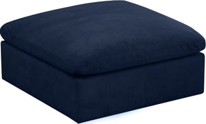 Cozy Velvet / Fiber / Engineered Wood Contemporary Navy Velvet Ottoman - 39" W x 40" D x 18.5" H
