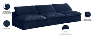 Cozy Velvet / Fiber / Engineered Wood Contemporary Navy Velvet Cloud-Like Comfort Modular Armless Sofa - 117" W x 40" D x 32" H