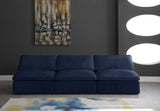 Cozy Velvet / Fiber / Engineered Wood Contemporary Navy Velvet Cloud-Like Comfort Modular Armless Sofa - 117" W x 40" D x 32" H