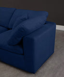 Cozy Velvet / Fiber / Engineered Wood Contemporary Navy Velvet Cloud-Like Comfort Modular Armless Sofa - 117" W x 40" D x 32" H