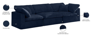 Cozy Velvet / Fiber / Engineered Wood Contemporary Navy Velvet Cloud-Like Comfort Modular Sofa - 119" W x 40" D x 32" H