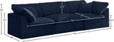 Cozy Velvet / Fiber / Engineered Wood Contemporary Navy Velvet Cloud-Like Comfort Modular Sofa - 119" W x 40" D x 32" H