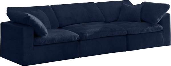 Cozy Velvet / Fiber / Engineered Wood Contemporary Navy Velvet Cloud-Like Comfort Modular Sofa - 119" W x 40" D x 32" H