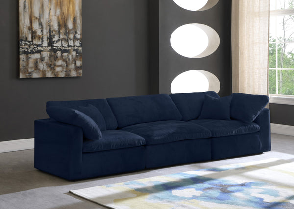 Cozy Velvet / Fiber / Engineered Wood Contemporary Navy Velvet Cloud-Like Comfort Modular Sofa - 119" W x 40" D x 32" H