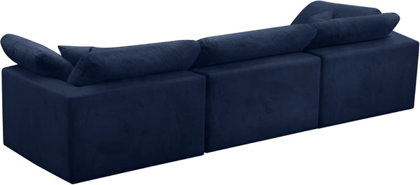 Cozy Velvet / Fiber / Engineered Wood Contemporary Navy Velvet Cloud-Like Comfort Modular Sofa - 119" W x 40" D x 32" H