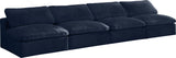 Cozy Velvet / Fiber / Engineered Wood Contemporary Navy Velvet Cloud-Like Comfort Modular Armless Sofa - 156" W x 40" D x 32" H