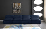 Cozy Velvet / Fiber / Engineered Wood Contemporary Navy Velvet Cloud-Like Comfort Modular Armless Sofa - 156" W x 40" D x 32" H