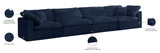 Cozy Velvet / Fiber / Engineered Wood Contemporary Navy Velvet Cloud-Like Comfort Modular Sofa - 158" W x 40" D x 32" H