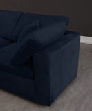 Cozy Velvet / Fiber / Engineered Wood Contemporary Navy Velvet Cloud-Like Comfort Modular Sofa - 158" W x 40" D x 32" H