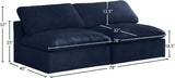 Cozy Velvet / Fiber / Engineered Wood Contemporary Navy Velvet Cloud-Like Comfort Modular Armless Sofa - 78" W x 40" D x 32" H