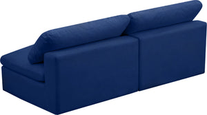 Cozy Velvet / Fiber / Engineered Wood Contemporary Navy Velvet Cloud-Like Comfort Modular Armless Sofa - 78" W x 40" D x 32" H