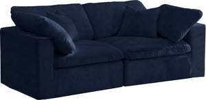 Cozy Velvet / Fiber / Engineered Wood Contemporary Navy Velvet Cloud-Like Comfort Modular Sofa - 80" W x 40" D x 32" H