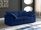 Cozy Velvet / Fiber / Engineered Wood Contemporary Navy Velvet Cloud-Like Comfort Modular Sofa - 80" W x 40" D x 32" H