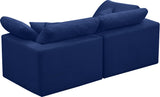 Cozy Velvet / Fiber / Engineered Wood Contemporary Navy Velvet Cloud-Like Comfort Modular Sofa - 80" W x 40" D x 32" H