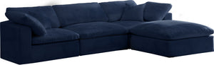 Cozy Velvet / Fiber / Engineered Wood Contemporary Navy Velvet Cloud-Like Comfort Modular Sectional - 119" W x 80" D x 32" H